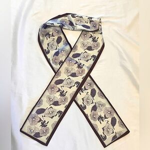 Floral Patterned Twilly - Silk Scarf